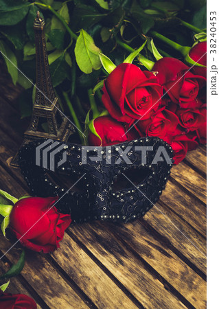 dark red roses on table 38240453