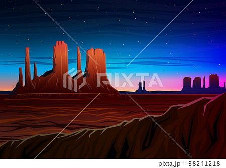 Mountain and Monument Valley, Night panoramic view Mountain and Monument Valley, Night panoramic view 38241218