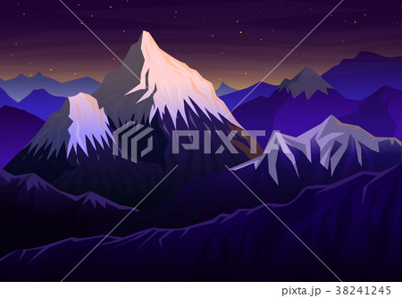 Mountain everest, Evening panoramic with sunset 38241245
