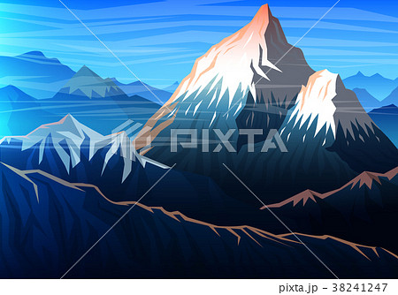 Mountain everest, Evening panoramic view of peaksのイラスト素材