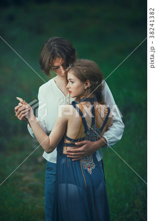 Young couple of elves in love outdoor Young couple of elves in love outdoor 38241382