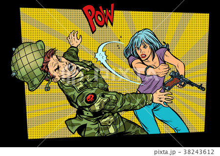 woman vs man. Civil beats invader military soldier woman vs man. Civil beats invader military soldier 38243612