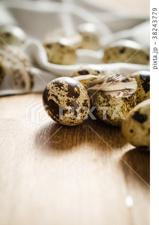 Fresh Organic Quail Eggs on Wooden Table. Fresh Organic Quail Eggs on Wooden Table. 38243779