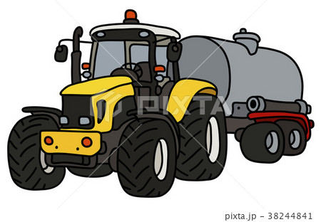 The yellow tractor with a tank The yellow tractor with a tank 38244841