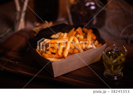 Fries food photo. Street food. Unhealthy tasty Fries food photo. Street food. Unhealthy tasty 38245353