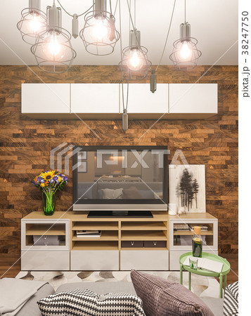 3d rendering living room interior design. Modern 38247750