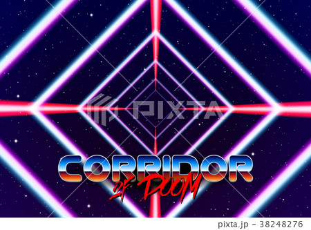 Neon tunnel in space with 80s styled lazer lines 38248276