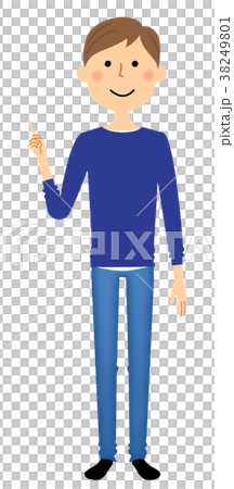 若い男性　パパ　指をさす 38249801