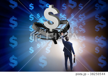 Businessman being trapped by dollar Businessman being trapped by dollar 38250544
