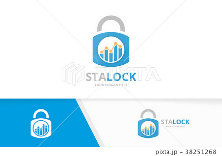 Vector graph and lock logo combination. Diagram Vector graph and lock logo combination. Diagram 38251268