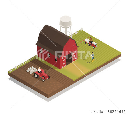 Gardening Farm Machinery Isometric Composition  38251632
