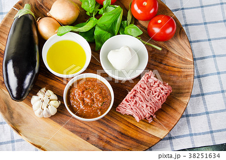 ingredients for cooking parmigiana di melanzane  38251634