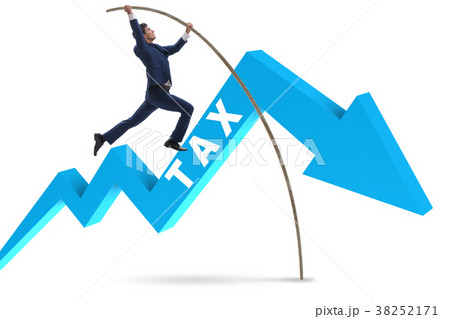 Businessman jumping over tax in tax evasion 38252171