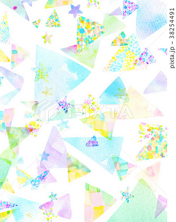 水彩　三角　コラージュ　背景素材  38254491