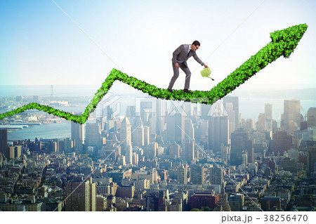 Businessman in investment concept watering 38256470