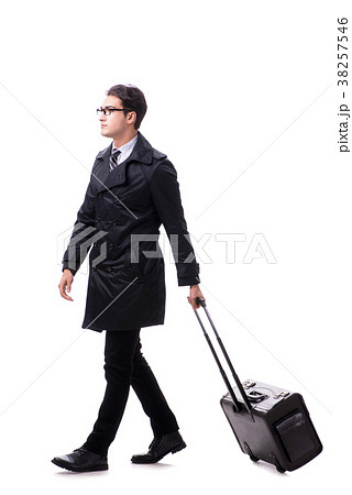 Young businessman with suitcase ready for business Young businessman with suitcase ready for business 38257546