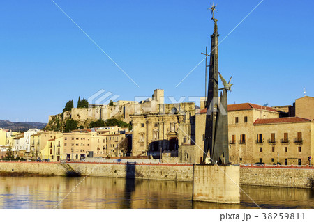 view of Ebro River and Tortosa, in Spain view of Ebro River and Tortosa, in Spain 38259811