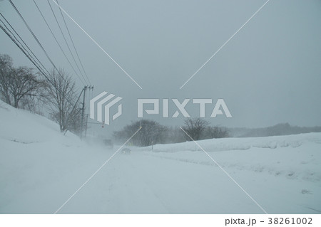 吹雪の国道２３１号オロロンライン（石狩市） 38261002