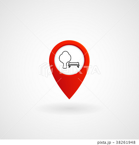Red Location Icon for Park, Vector, Illustration Red Location Icon for Park, Vector, Illustration 38261948