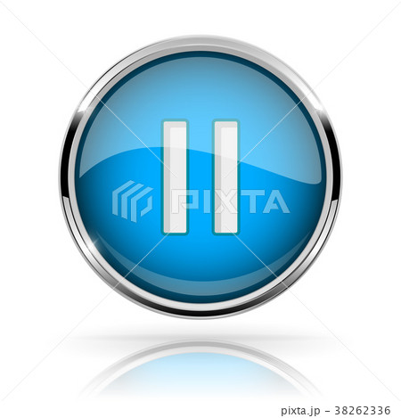 Blue round media button. PAUSE button. Shiny icon Blue round media button. PAUSE button. Shiny icon 38262336