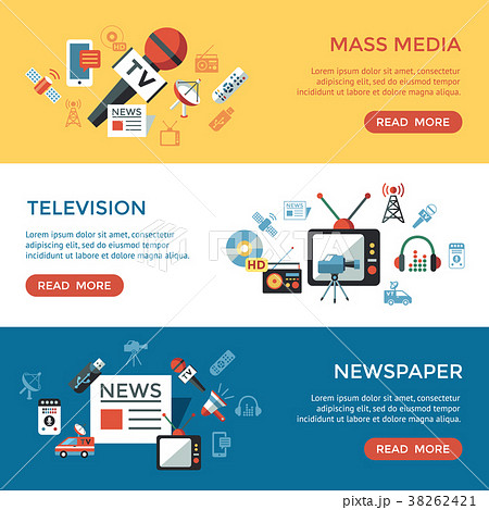 Digital mass media objects color simple flat 38262421