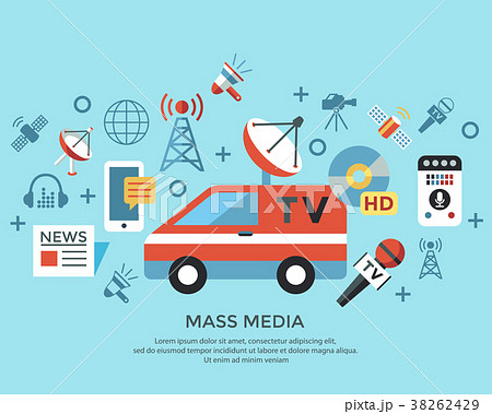 Digital mass media objects color simple flat 38262429