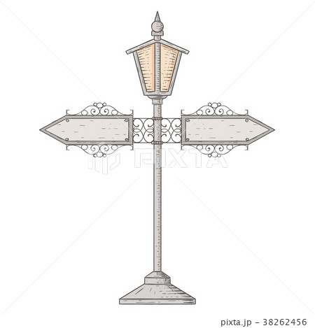 Vintage lamp post. Hand drawn sketch Vintage lamp post. Hand drawn sketch 38262456