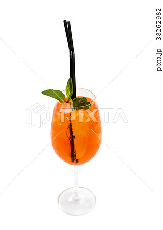 glass of aperol spritz cocktail isolated on white glass of aperol spritz cocktail isolated on white 38262982