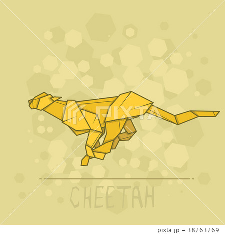Simple Illustration Paper Origami Of Cheetah のイラスト素材