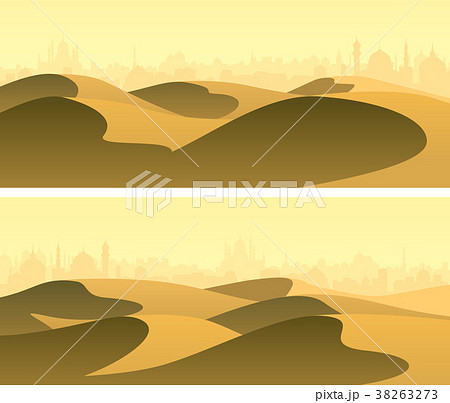Horizontal wide banners sandy desert barchans 38263273