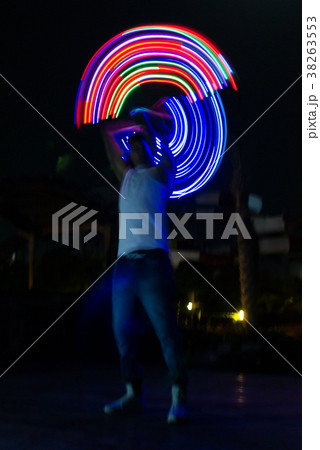 Night light show abstract colorful round 38263553