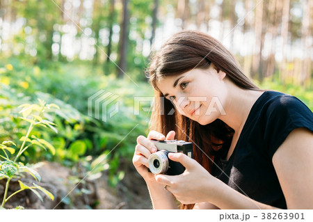 Happy Red-haired Caucasian Girl Young Woman Happy Red-haired Caucasian Girl Young Woman 38263901