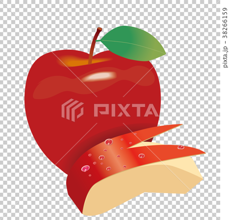 ウサギの形のリンゴと丸のリンゴのイラスト リンゴの果実 手描き風イラスト のイラスト素材