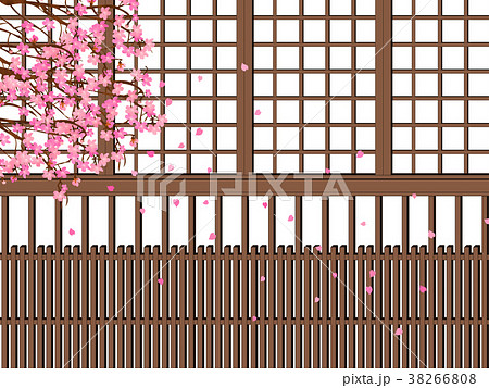 京町家の格子　桜の木 38266808