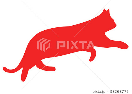 猫のイラスト 右向き 赤のイラスト素材