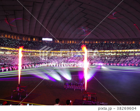 東京ドームでの試合後イベントの写真素材