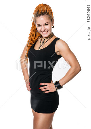 Close-up portrait of a beautiful young cheerful  38269641