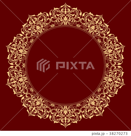 Dark red and gold floral border. Lace vector 38270273