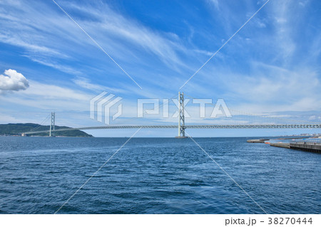兵庫　青空と明石海峡大橋 38270444