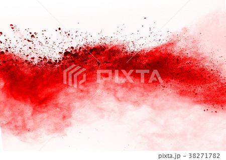 red powder splatted on white background. 38271782