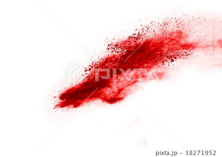 Red powder splatted on white background. 38271952