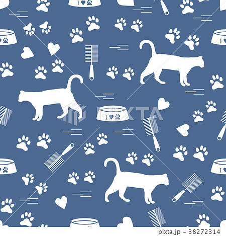 Nice pattern of silhouette walking cat, traces, Nice pattern of silhouette walking cat, traces, 38272314