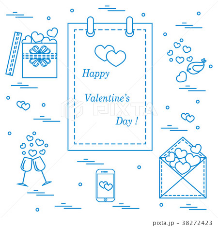 calendar with Valentine's Day, gifts, postal 38272423