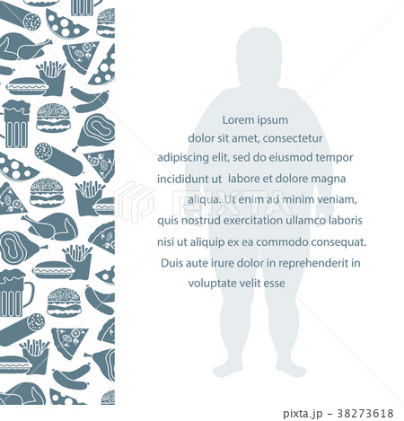 Fat man with unhealthy lifestyle symbols 38273618