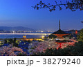 桜咲く宮島 多宝塔から望む夜景 38279240