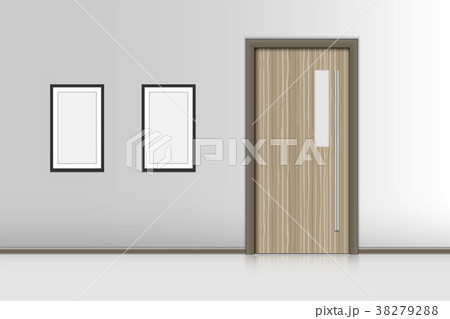 Realistic single door and interiors decorative Realistic single door and interiors decorative 38279288