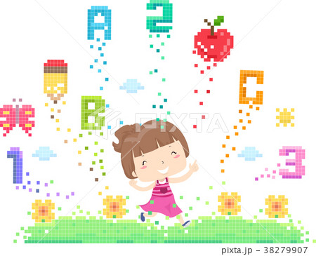 Kid Girl Nature Education Pixels Illustration 38279907