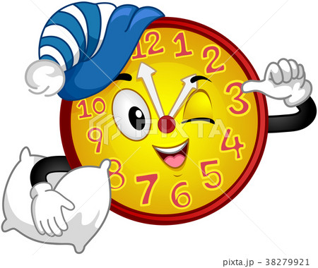 Clock Mascot Afternoon Nap Time Illustration 38279921
