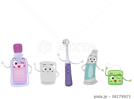 Dental Care Objects Mascots Illustration Dental Care Objects Mascots Illustration 38279925