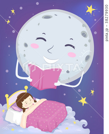 Kid Girl Sleep Moon Mascot Bedtime Story Kid Girl Sleep Moon Mascot Bedtime Story 38279930